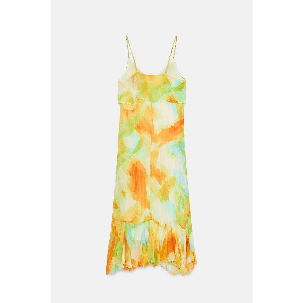 Zara NWT Yellow Floral Ruffle Midi Dress M - Picture 16 of 16